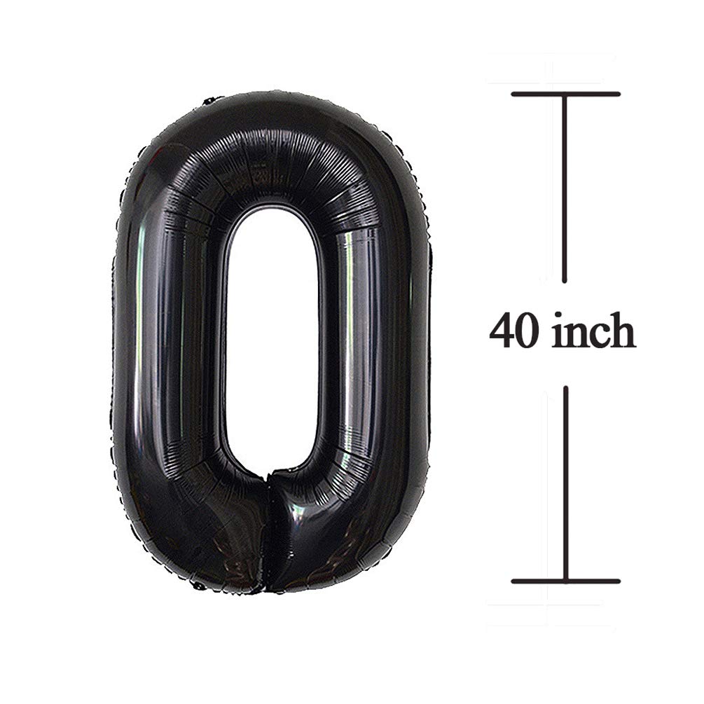 Jonhamwelbor Black 40th Birthday Number Balloons — Giant 42-Inch Foil Mylar No.4 & No.0 Set