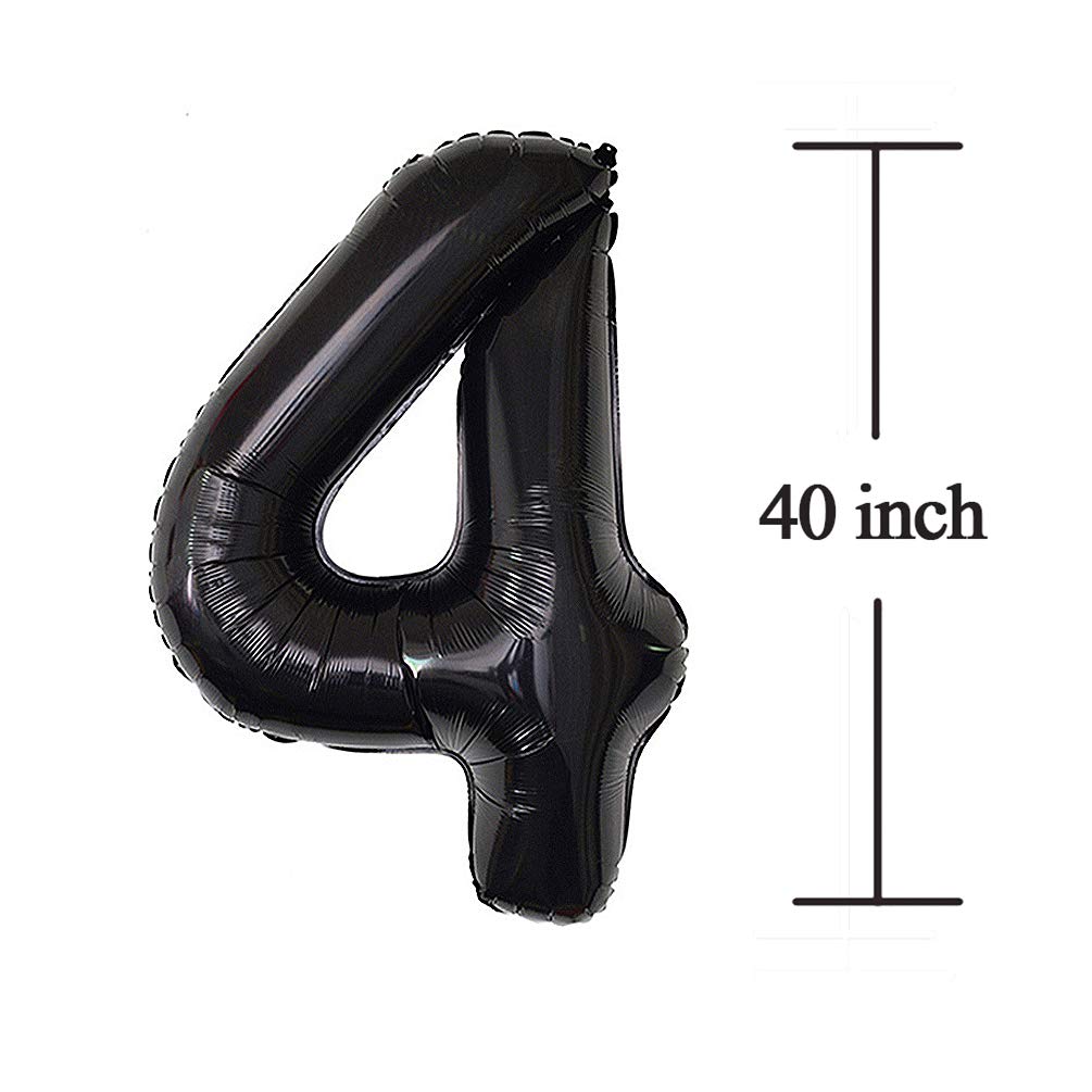 Jonhamwelbor Black 40th Birthday Number Balloons — Giant 42-Inch Foil Mylar No.4 & No.0 Set