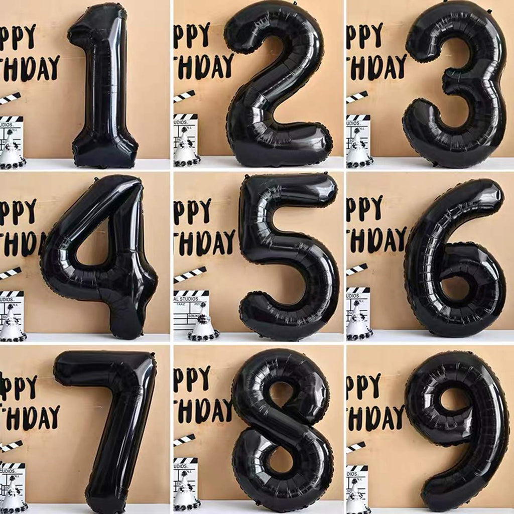 Jonhamwelbor Black 40th Birthday Number Balloons — Giant 42-Inch Foil Mylar No.4 & No.0 Set