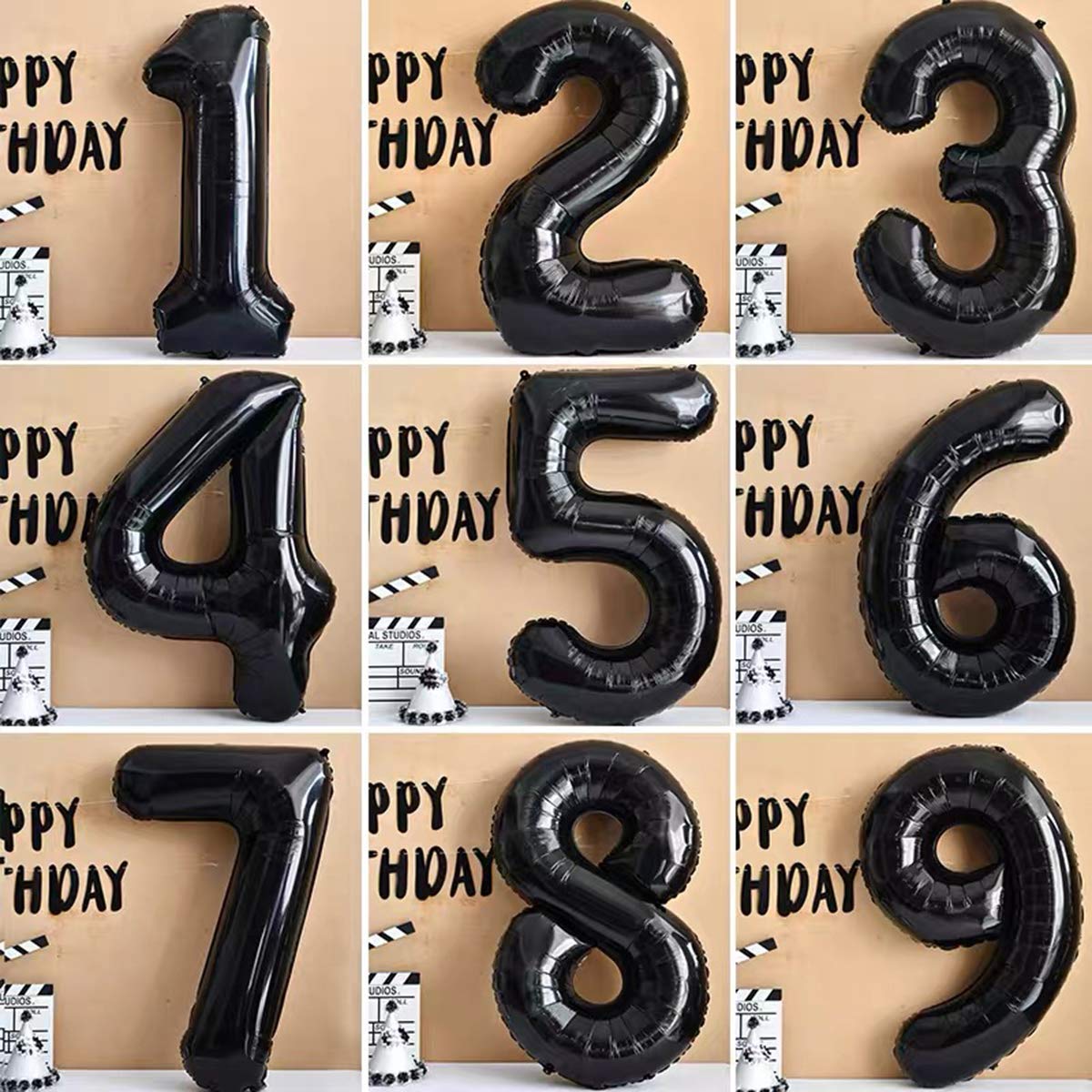 Jonhamwelbor Black 40th Birthday Number Balloons — Giant 42-Inch Foil Mylar No.4 & No.0 Set