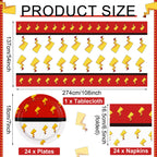 Joottuan 49 Pcs Cartoon Birthday Party Supplies – Red & White Plates, Napkins & Tablecloth