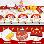Joottuan 49 Pcs Cartoon Birthday Party Supplies – Red & White Plates, Napkins & Tablecloth