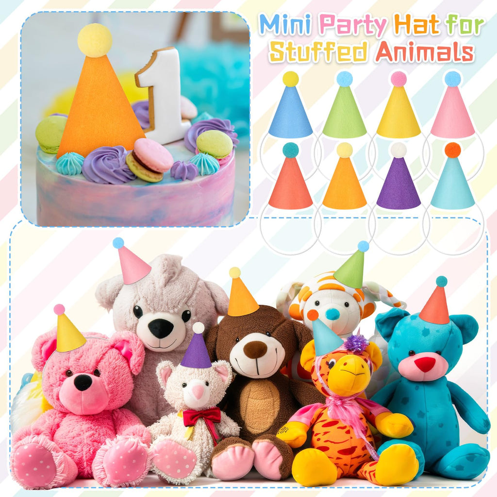 Joottuan 24 Pcs Mini Party Hats for Stuffed Animals | DIY Birthday Hat Decor for Dolls & Pets