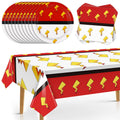 Joottuan 49 Pcs Cartoon Birthday Party Supplies – Red & White Plates, Napkins & Tablecloth