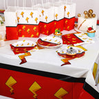 Joottuan 49 Pcs Cartoon Birthday Party Supplies – Red & White Plates, Napkins & Tablecloth