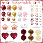 JOPHMO Birthday Decorations Party Pack for Women & Girls – Burgundy Backdrop & Balloon Arch Kit
