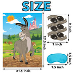 Joy Bang Pin The Tail on The Donkey – Kids Party Game with Tail Stickers & Eye Masks