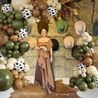JOYFLOAT Cowboy Green Cow Balloon Garland Arch Kit — Brown, Sand White Balloons for Baby Showers & Western Themes