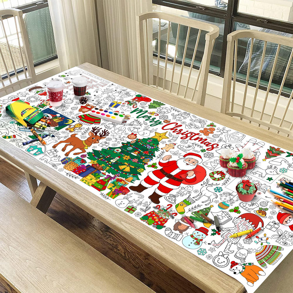 JOYGATHER Christmas Giant Coloring Tablecloth for Kids – 30x72 Inch Large Table Poster