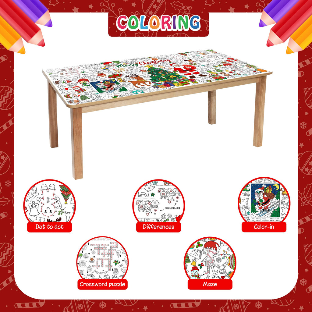 JOYGATHER Christmas Giant Coloring Tablecloth for Kids – 30x72 Inch Large Table Poster