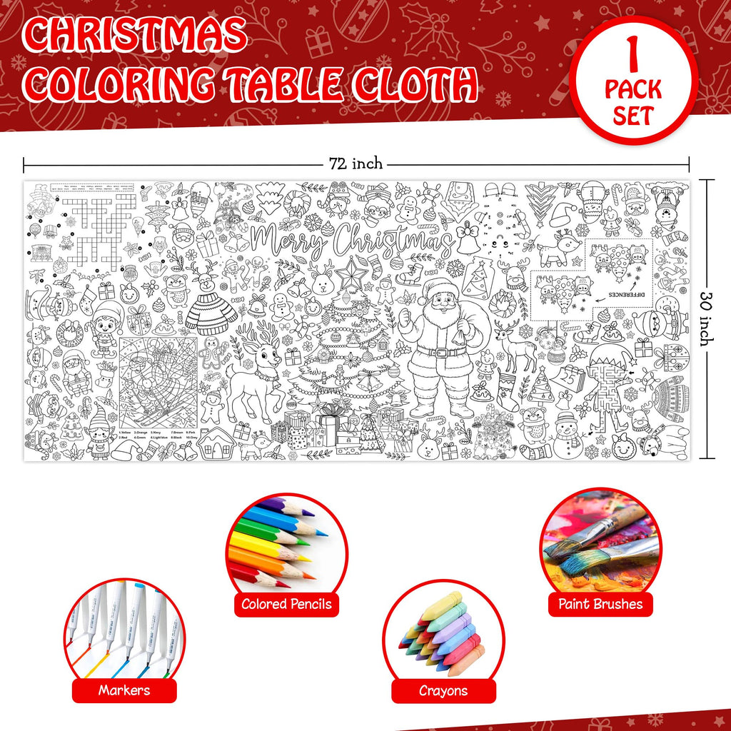JOYGATHER Christmas Giant Coloring Tablecloth for Kids – 30x72 Inch Large Table Poster