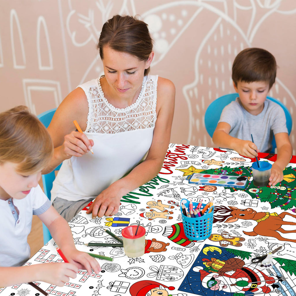 JOYGATHER Christmas Giant Coloring Tablecloth for Kids – 30x72 Inch Large Table Poster