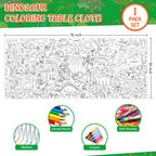 JOYGATHER Dinosaur Coloring Tablecloth – Giant 30x72 in for Parties & Classrooms