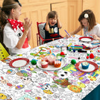 JOYGATHER Easter Coloring Tablecloth for Kids – Large 72x30 Inch Poster with Bunnies, Eggs, Flowers