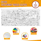 JOYGATHER Groovy Coloring Tablecloth – 72x30 in Kids Poster with Peace Signs & Daisy Retro Designs