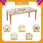 JOYGATHER Groovy Coloring Tablecloth – 72x30 in Kids Poster with Peace Signs & Daisy Retro Designs