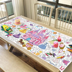 JOYGATHER Princess Coloring Tablecloth for Kids – Giant 30x72 Inch Poster with Castles & Crowns