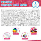 JOYGATHER Princess Coloring Tablecloth for Kids – Giant 30x72 Inch Poster with Castles & Crowns