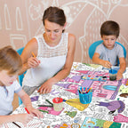 JOYGATHER Princess Coloring Tablecloth for Kids – Giant 30x72 Inch Poster with Castles & Crowns
