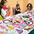 JOYGATHER Princess Coloring Tablecloth for Kids – Giant 30x72 Inch Poster with Castles & Crowns