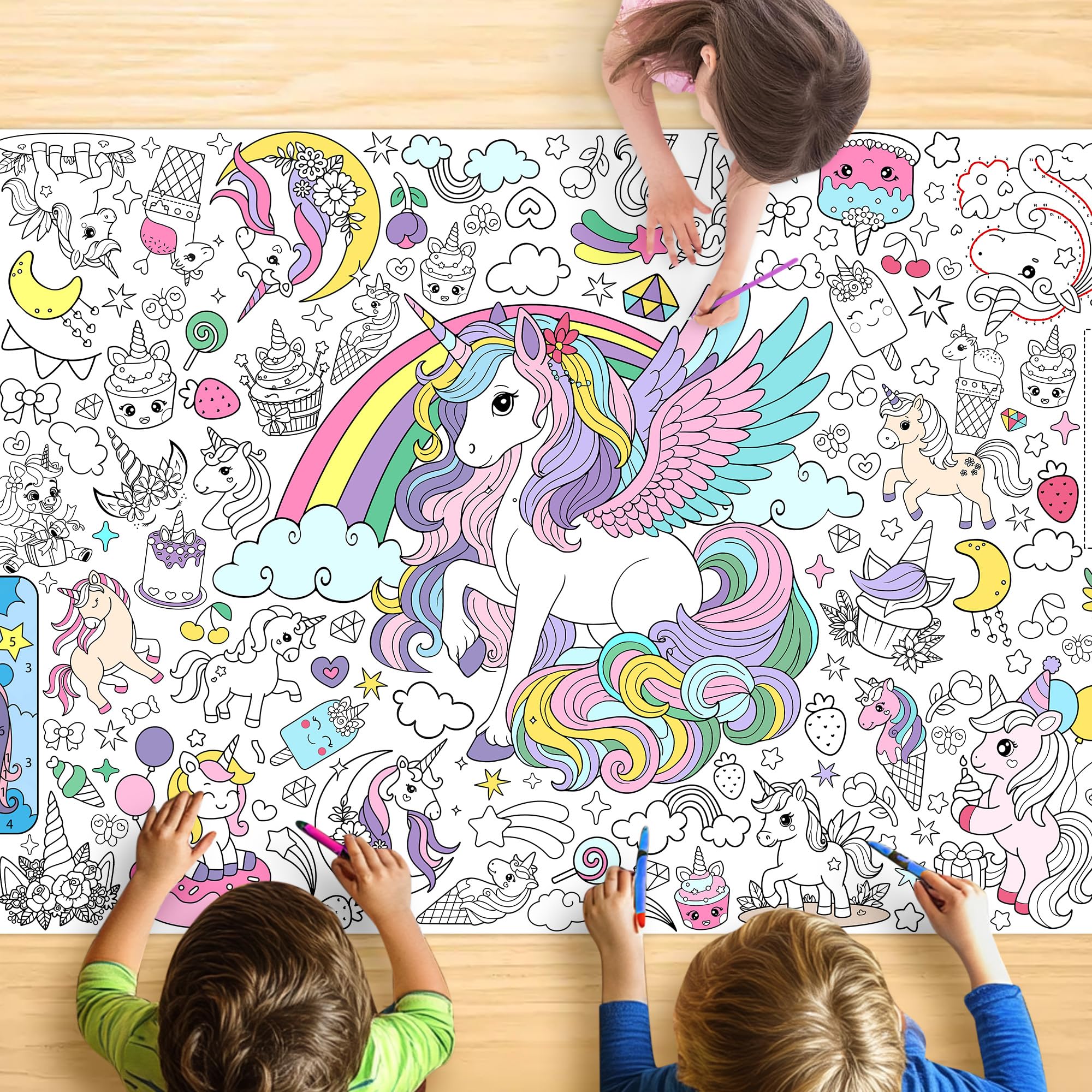 JOYGATHER Einhorn-Maltischdecke 76x183 cm | Riesen-Malposter für Kinderpartys & Klassenzimmer-Spaß