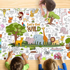 JOYGATHER Wild Coloring Tablecloth — Jumbo 72x30 in Jungle Animals for Kids Parties & Classroom Fun