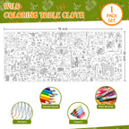 JOYGATHER Wild Coloring Tablecloth — Jumbo 72x30 in Jungle Animals for Kids Parties & Classroom Fun