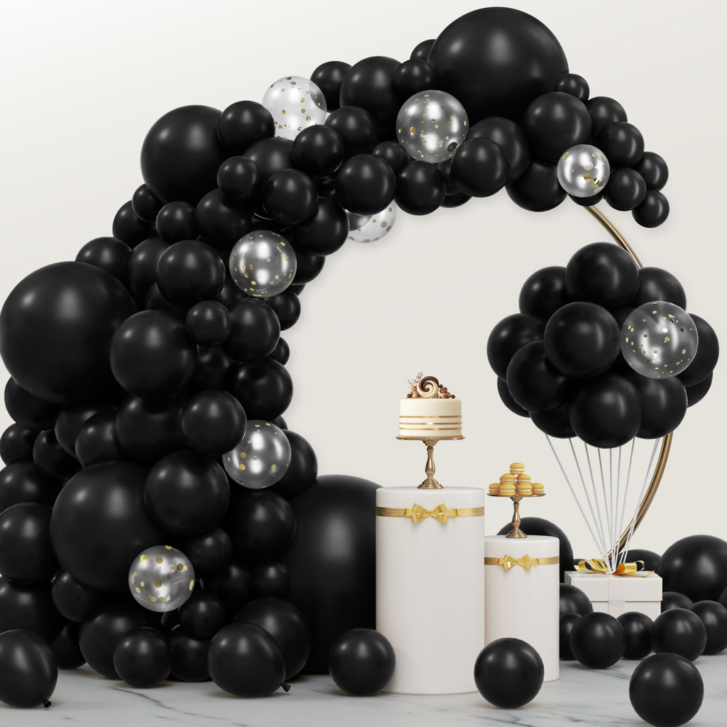 JOYIN 150 Pcs Black Balloons Arch Kit - 18/12/10/5 Inch Latex Party Decor