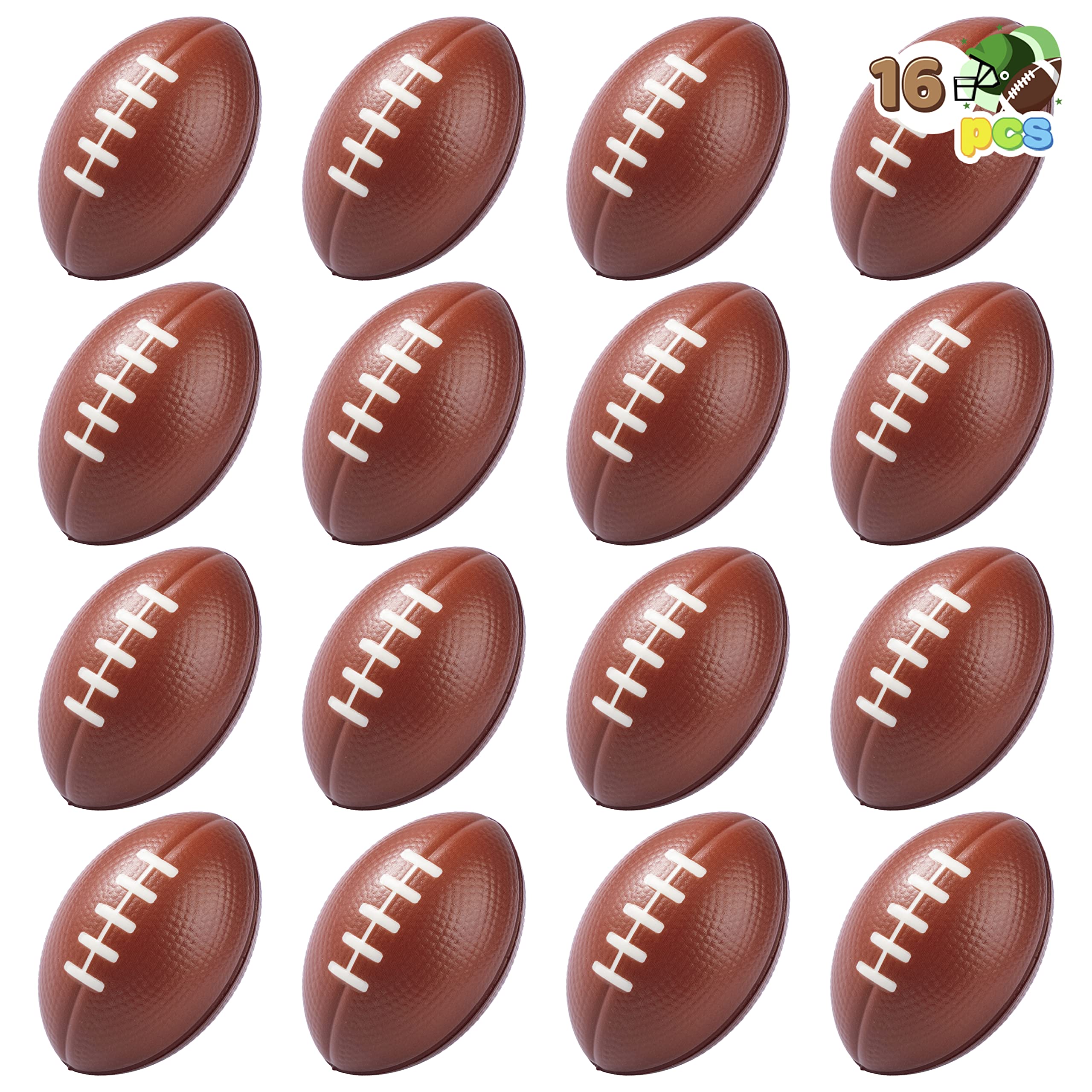 JOYIN 16 Pack Mini Football Foam Stress Balls – Kids Party Favors & Stress Relief Toys