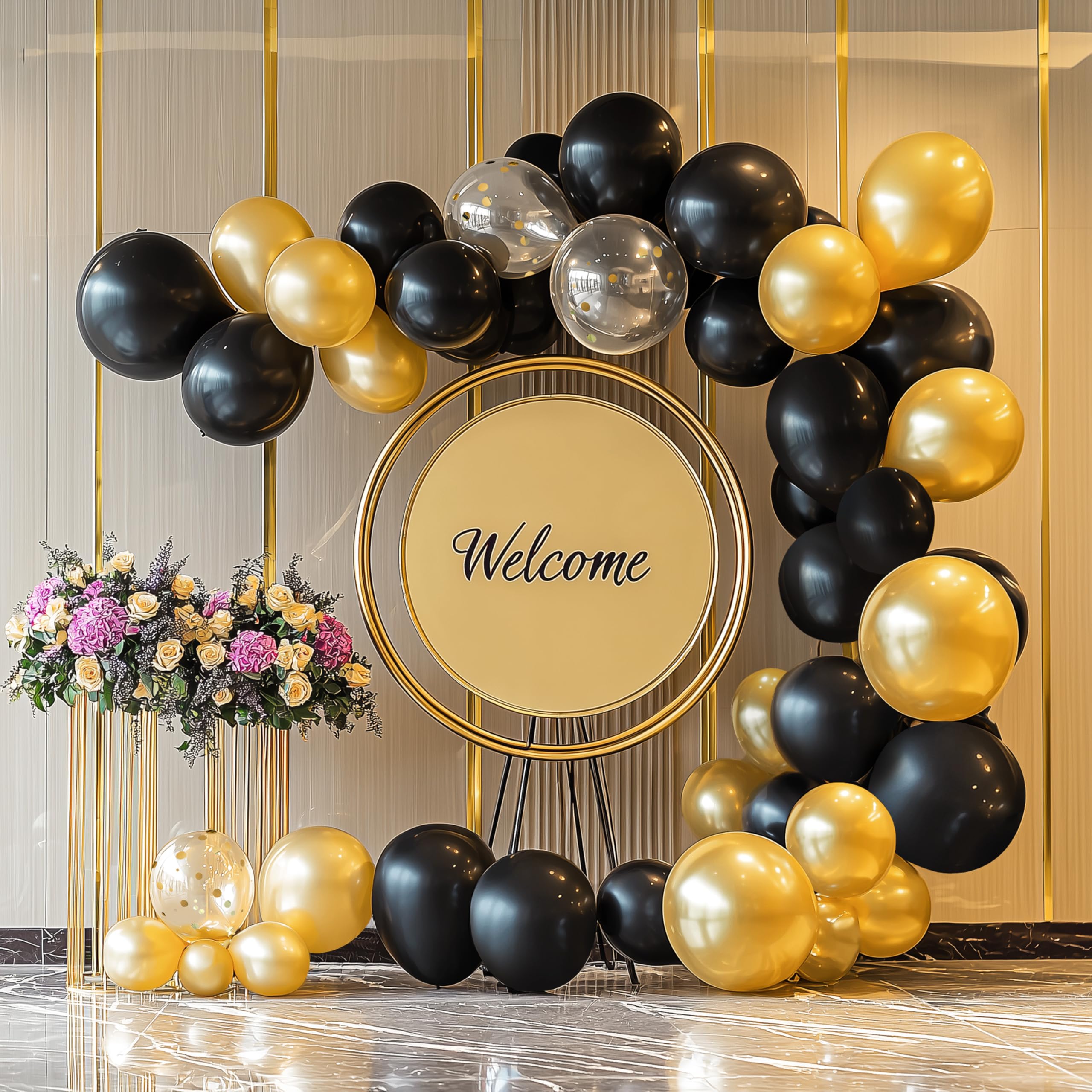 JOYIN 150 Pcs Black Balloons Arch Kit - 18/12/10/5 Inch Latex Party Decor