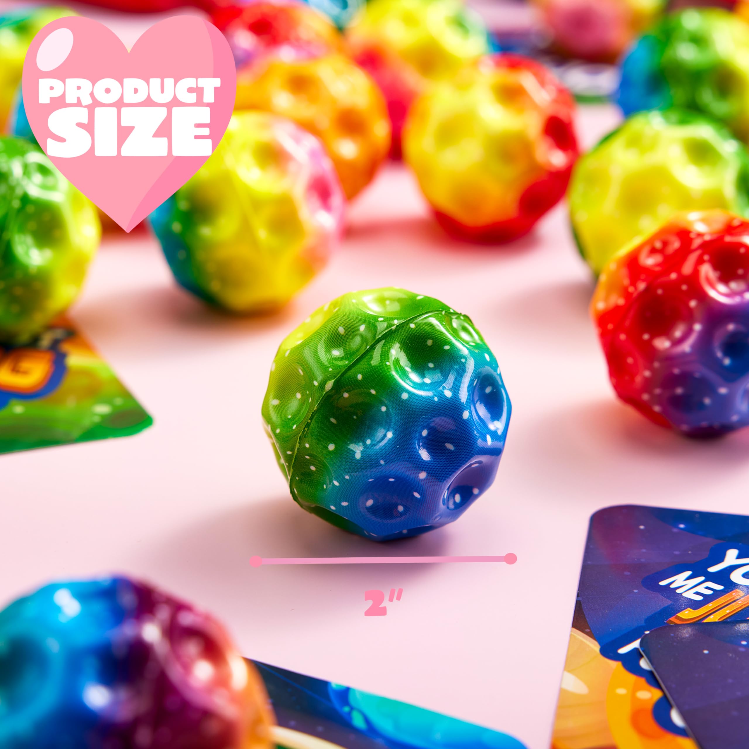 JOYIN 30 Pcs Valentine Bouncy Balls with Cards – Space-Themed Classroom Prizes & Party Favors