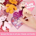 JOYIN 24-Pack Valentines Day Plush Bear Party Favors — 6 Colors, Cards & Bags | Classroom Gifts