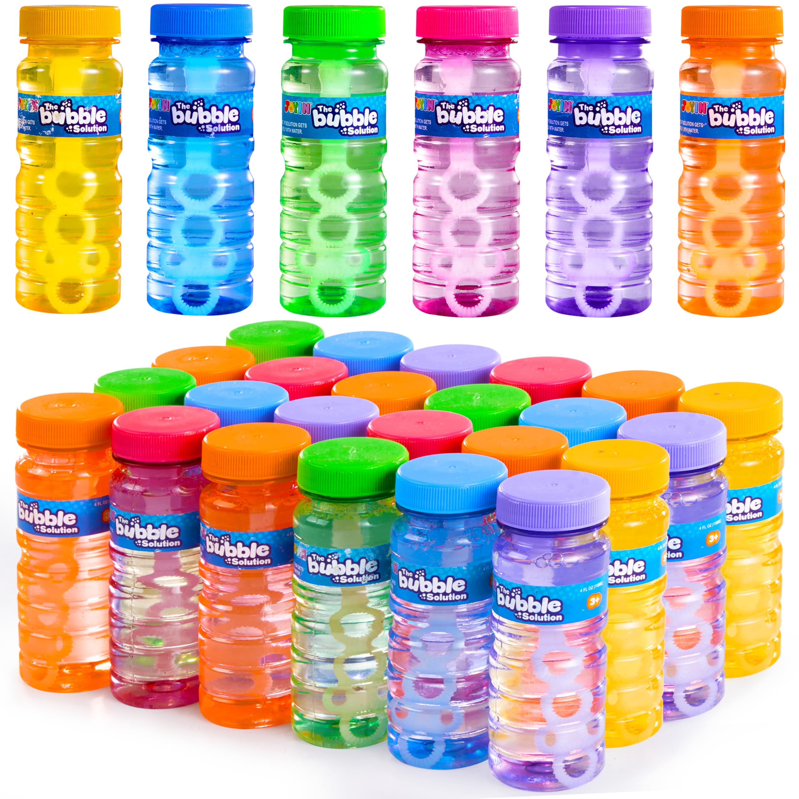 JOYIN 12-Piece Bubble Bottles with Wand Assortment – 4oz Bubbles, Party Favors, Assorted Colors