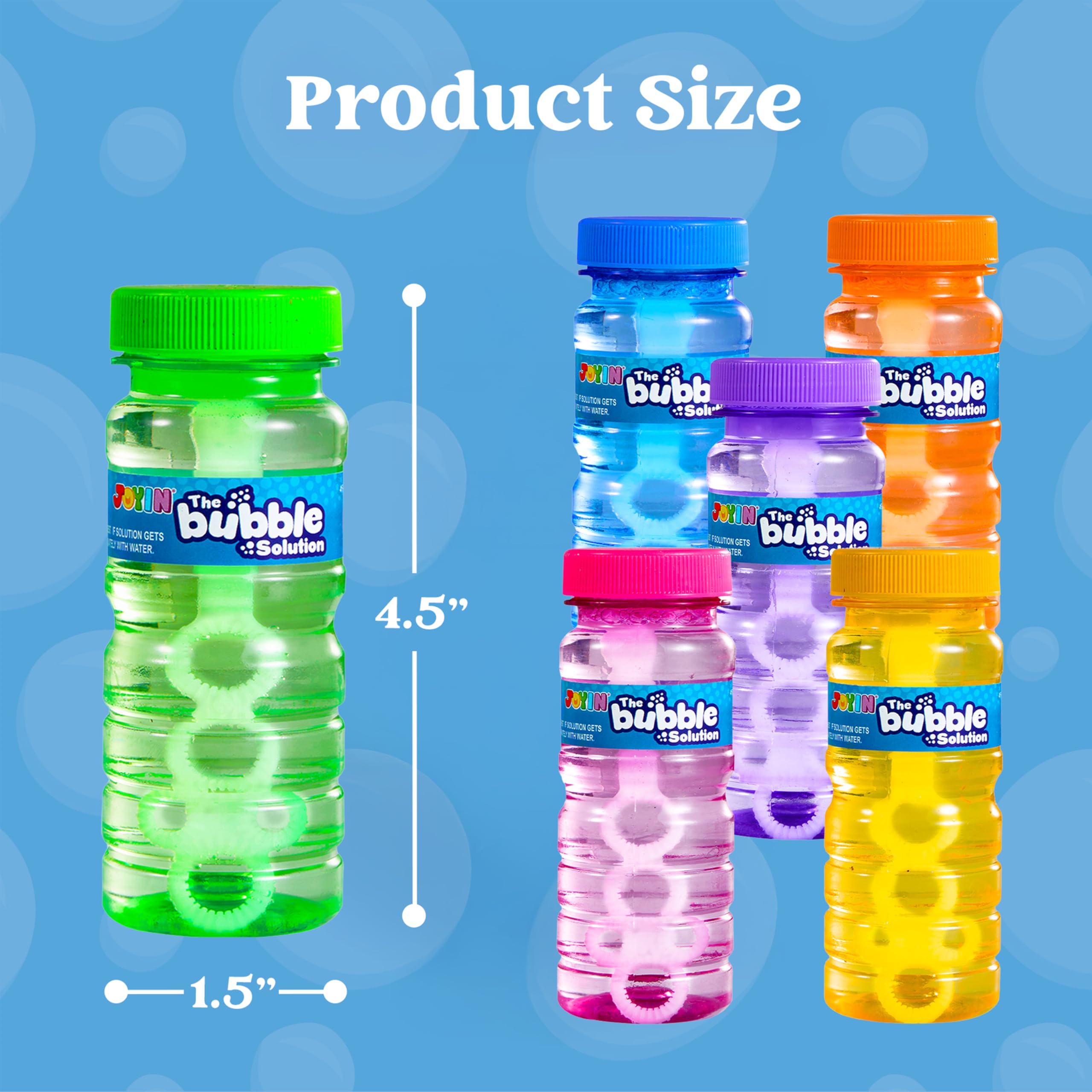 JOYIN 12-Piece Bubble Bottles with Wand Assortment – 4oz Bubbles, Party Favors, Assorted Colors