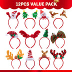JOYIN 12 Packs Christmas Headbands – Assorted Holiday Party Accessories