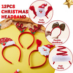 JOYIN 12 Packs Christmas Headbands – Assorted Holiday Party Accessories