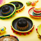 JOYIN 6-Pack Cinco De Mayo Fiesta Fabric & Straw Sombrero Headbands – Party Props & Favors