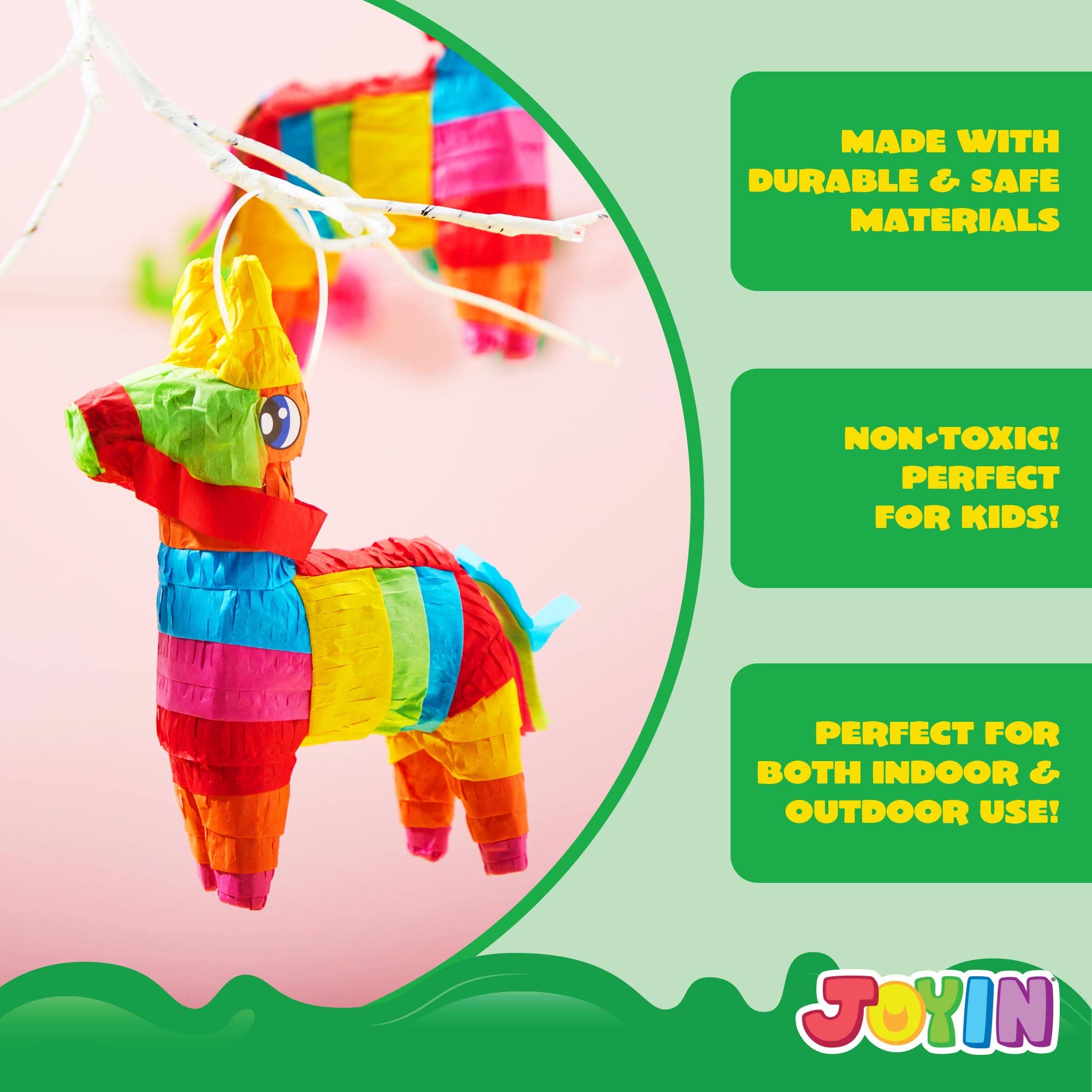 JOYIN Cinco De Mayo 8 Pcs Mini Donkey Pinatas – Rainbow Color, 5.7 x 7.5 in