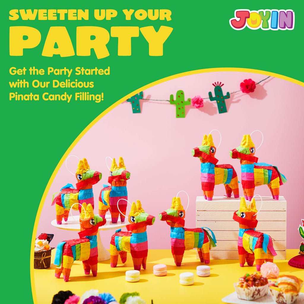 JOYIN Cinco De Mayo 8 Pcs Mini Donkey Pinatas – Rainbow Color, 5.7 x 7.5 in