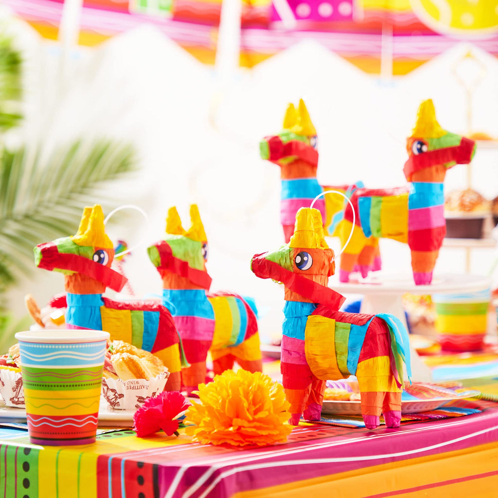 JOYIN Cinco De Mayo 8 Pcs Mini Donkey Pinatas – Rainbow Color, 5.7 x 7.5 in