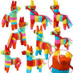 JOYIN Cinco De Mayo 8 Pcs Mini Donkey Pinatas – Rainbow Color, 5.7 x 7.5 in