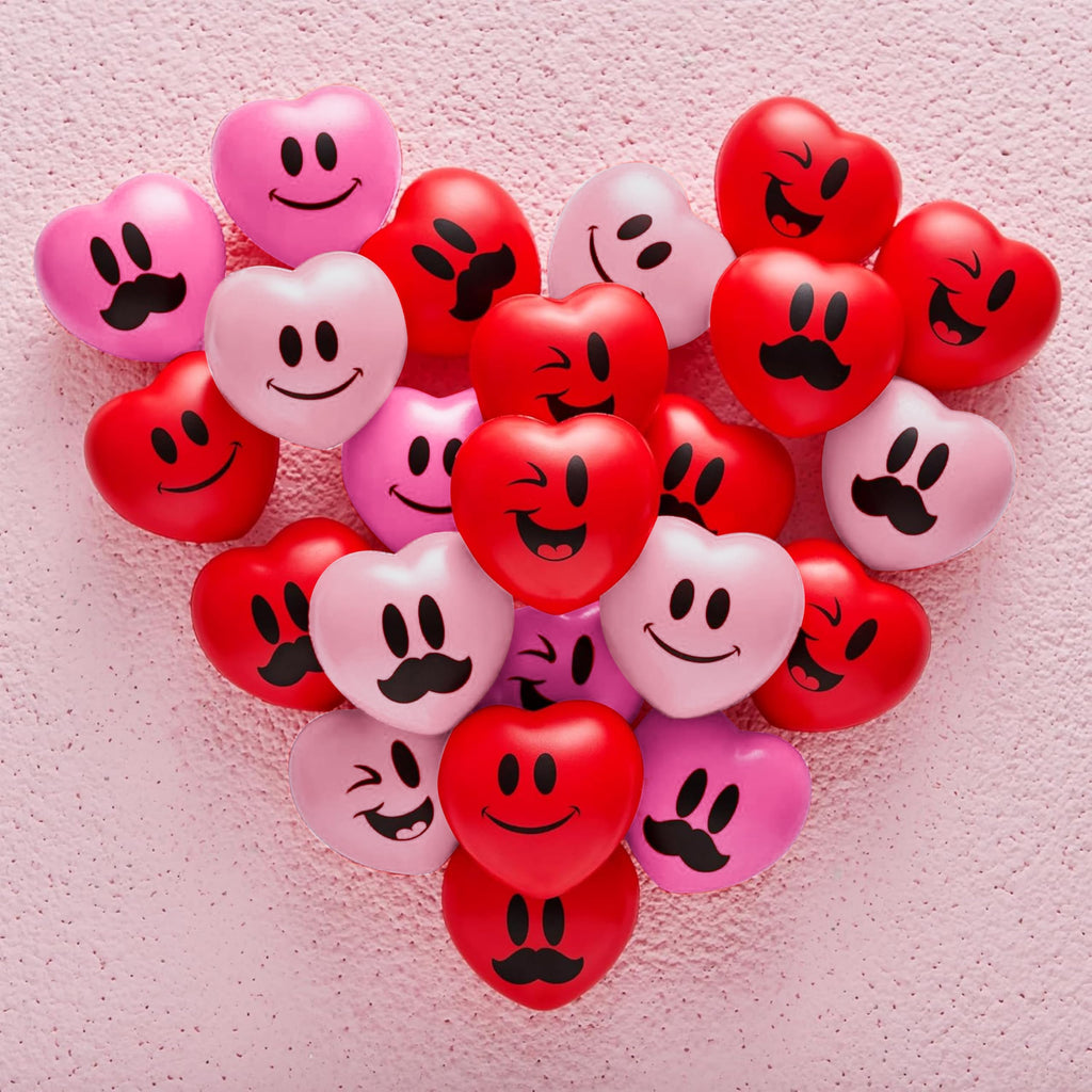 JOYIN 30 Pcs Valentine's Day Heart Stress Balls – 3in Squishy Toys for Kids & Party Favors