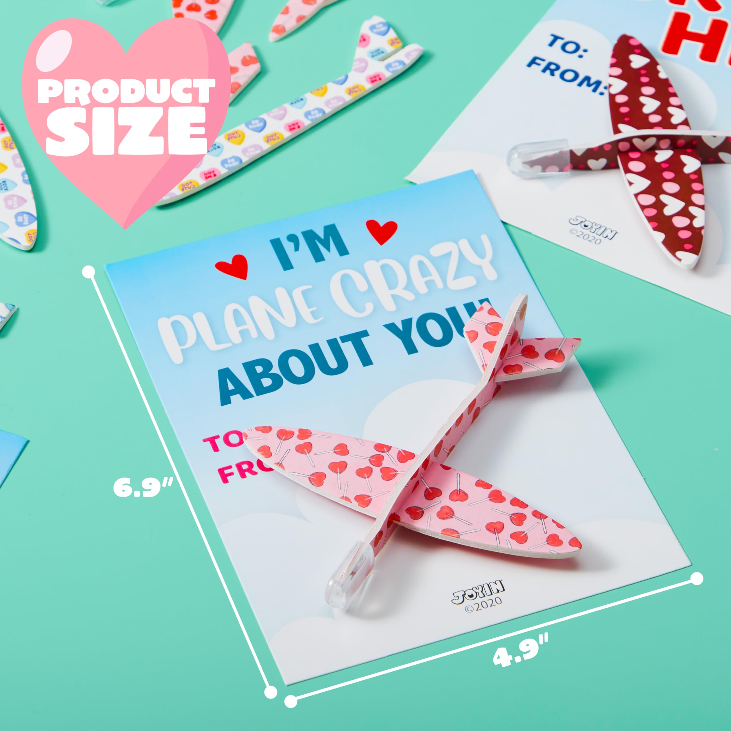 JOYIN 28-Pack Valentine Foam Airplanes with Greeting Cards | Classroom Exchange & Party Favors