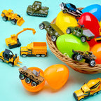 JOYIN 12 Pcs Prefilled Easter Eggs with Die-Cast Vehicles | Easter Egg Hunt Toys & Party Favors