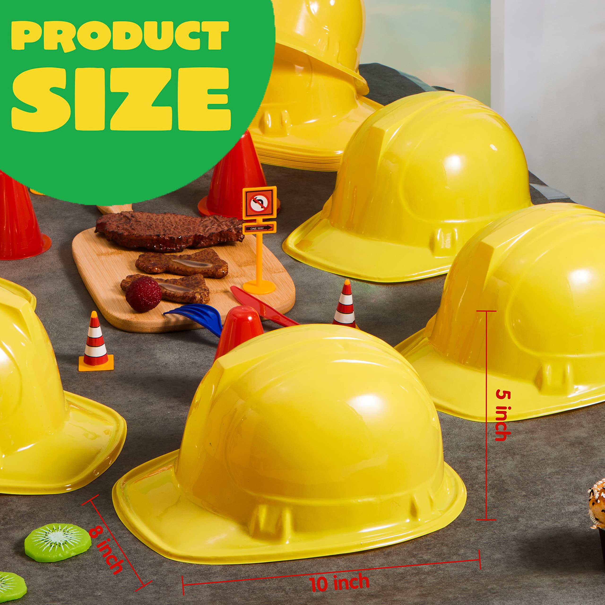 JOYIN 24 Pcs Toy Construction Hard Hats for Kids – Bright Yellow Party Dress-Up Hats