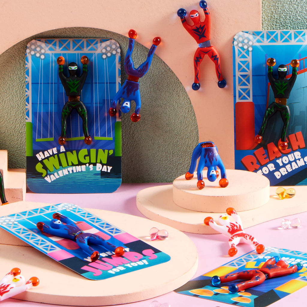 JOYIN 28-Pack Valentine Ninja Sticky Man with Cards – Classroom Gifts & Party Favors