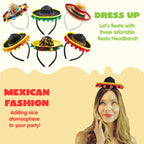 JOYIN 6-Pack Cinco De Mayo Fiesta Fabric & Straw Sombrero Headbands – Party Props & Favors