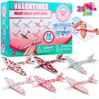 JOYIN 28-Pack Valentine Foam Airplanes with Greeting Cards | Classroom Exchange & Party Favors