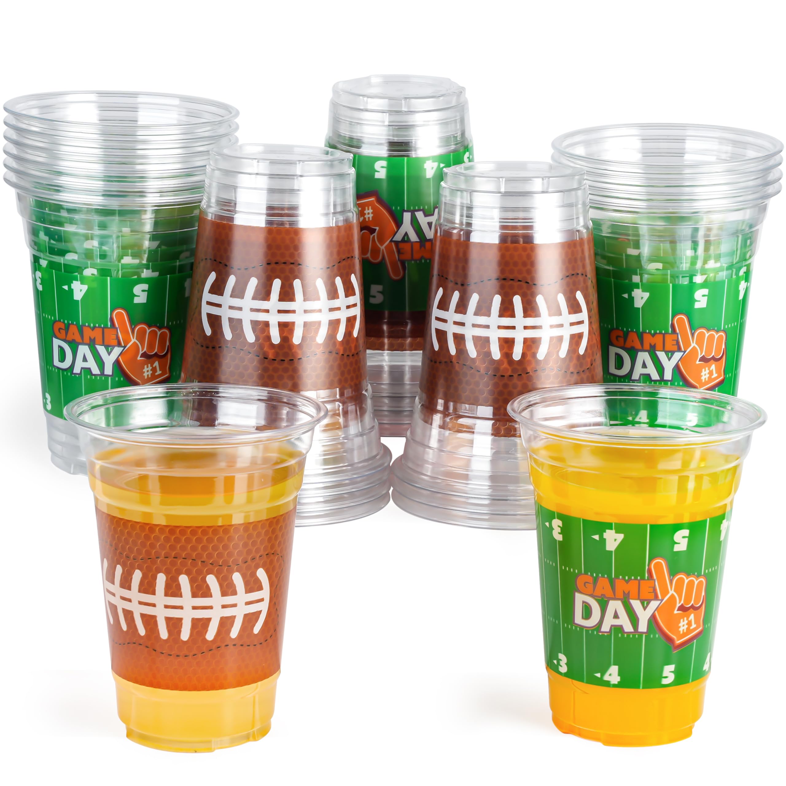JOYIN 24-Pack 16oz Football Plastic Cups – Disposable Bulk for Sports Parties & Football Party Decor
