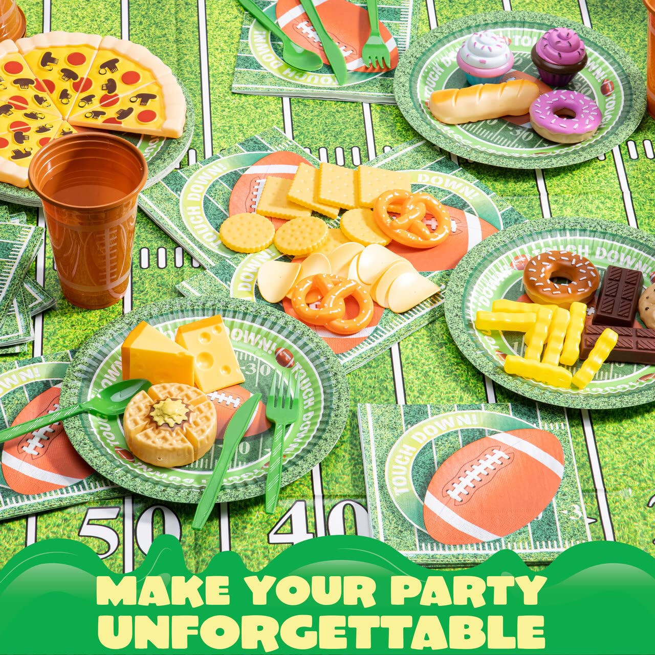JOYIN 2 Pack Football Table Cover 54x72 – Game Day Tablecloth for Tailgate & Football Parties